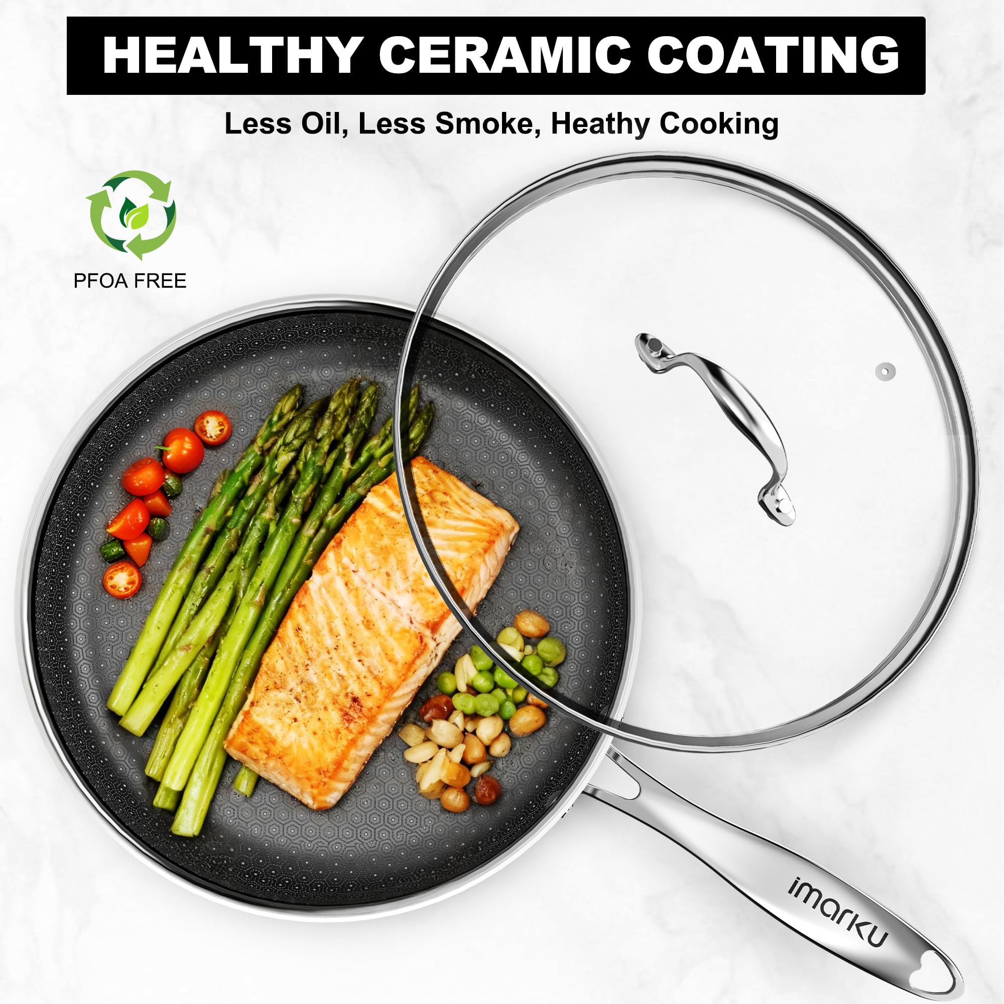 imarku tri-ply pan with aluminum core delivers fast, uniform heating