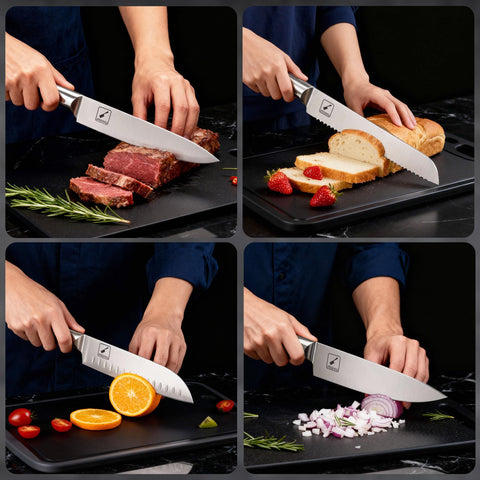 Imarku wooden block with built-in sharpener keeps blades razor-ready