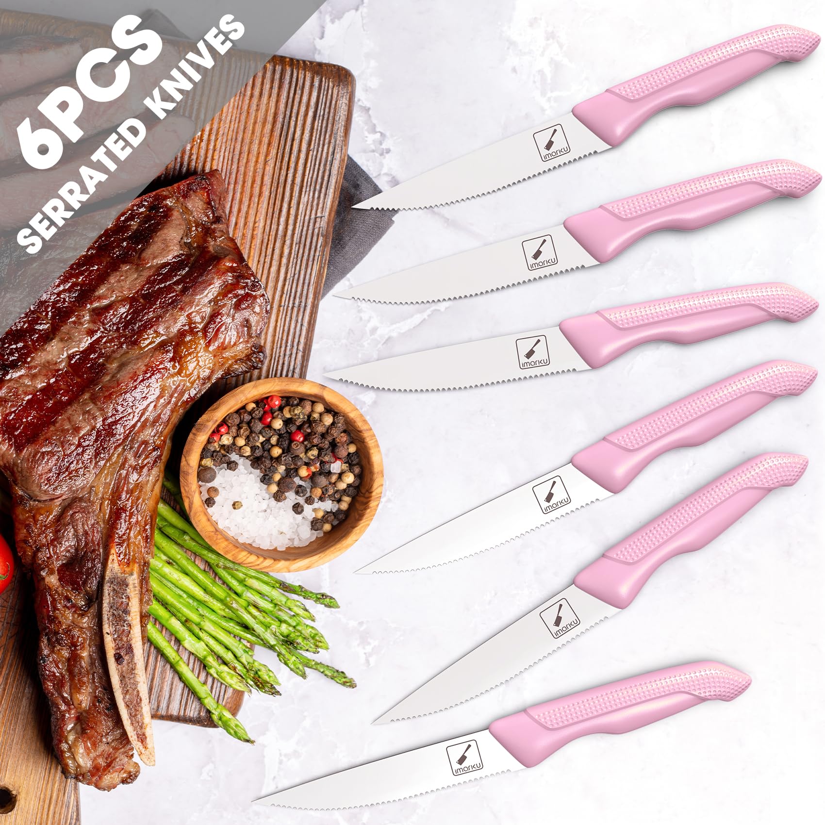 Imarku wood block pink protects blades and keeps storage neat