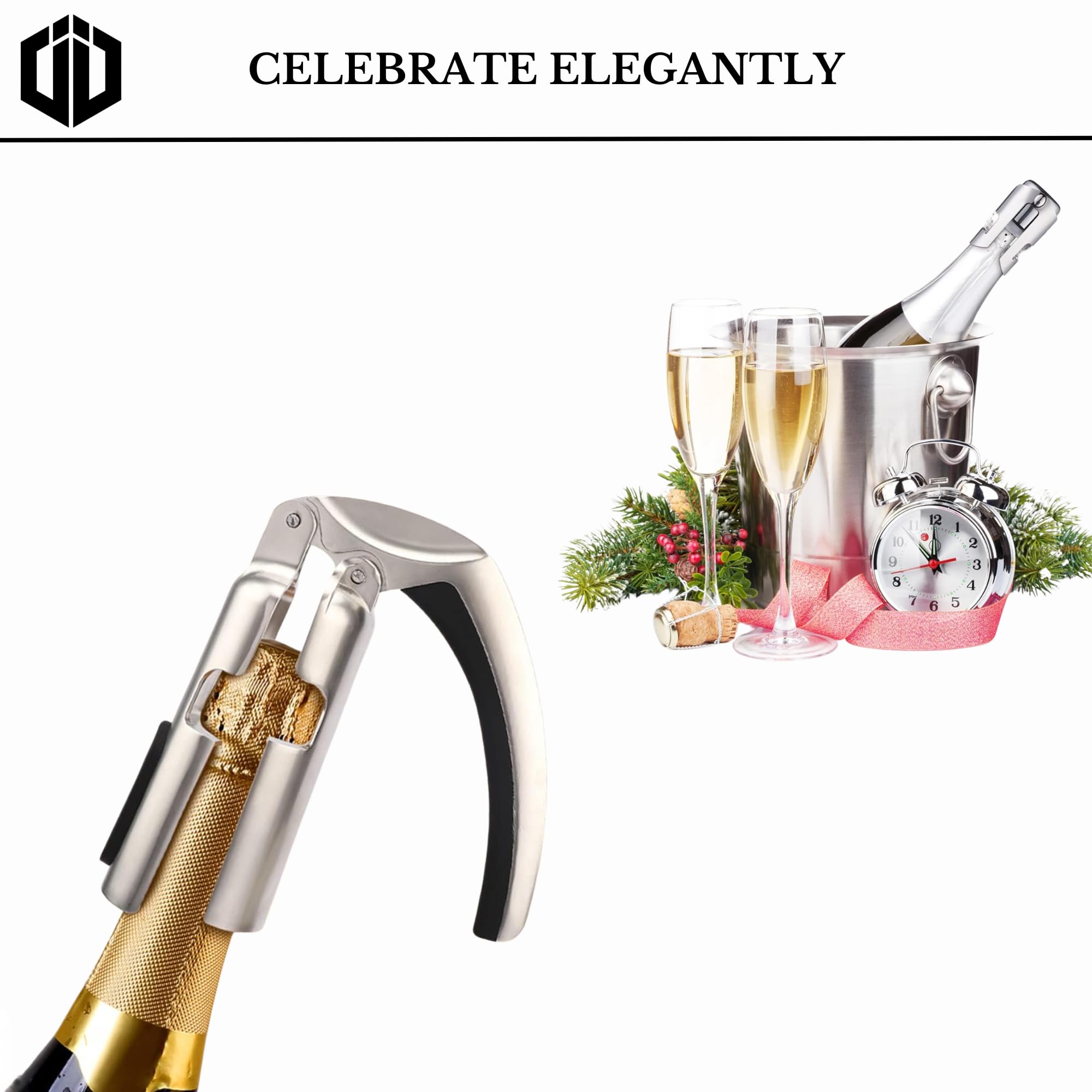 Imbibe & Indulge multi-use bar tool for champagne, wine, beer.