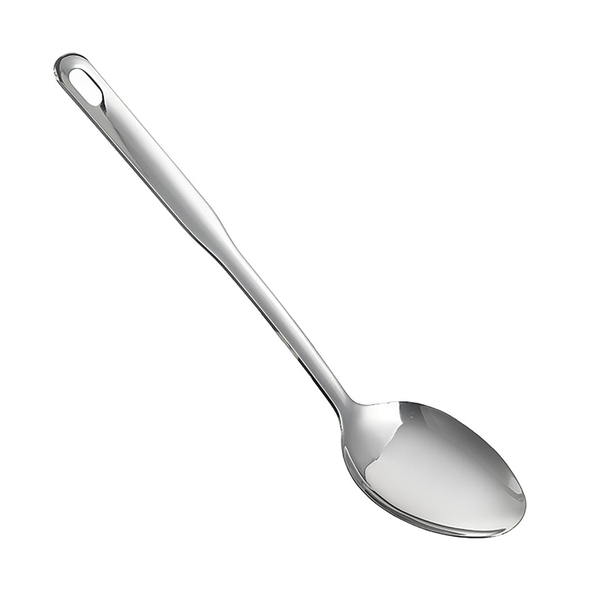 IMEEA large cooking spoon in stainless steel for durable stirring of thick soups.