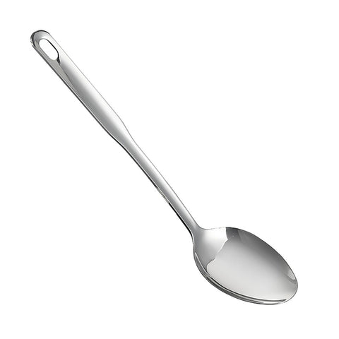 IMEEA large cooking spoon in stainless steel for durable stirring of thick soups.