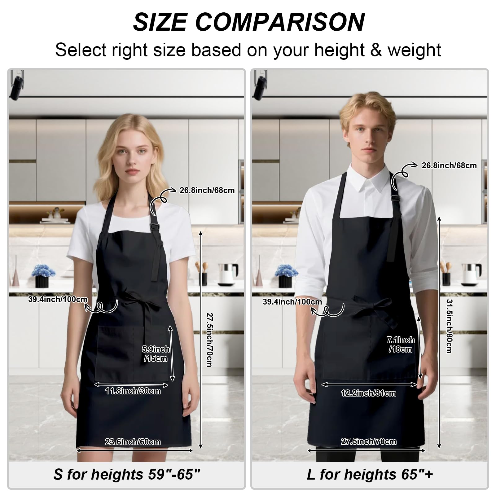 IMERAGO large 27.5x31.5 inch apron with waist ties for versatile fit.