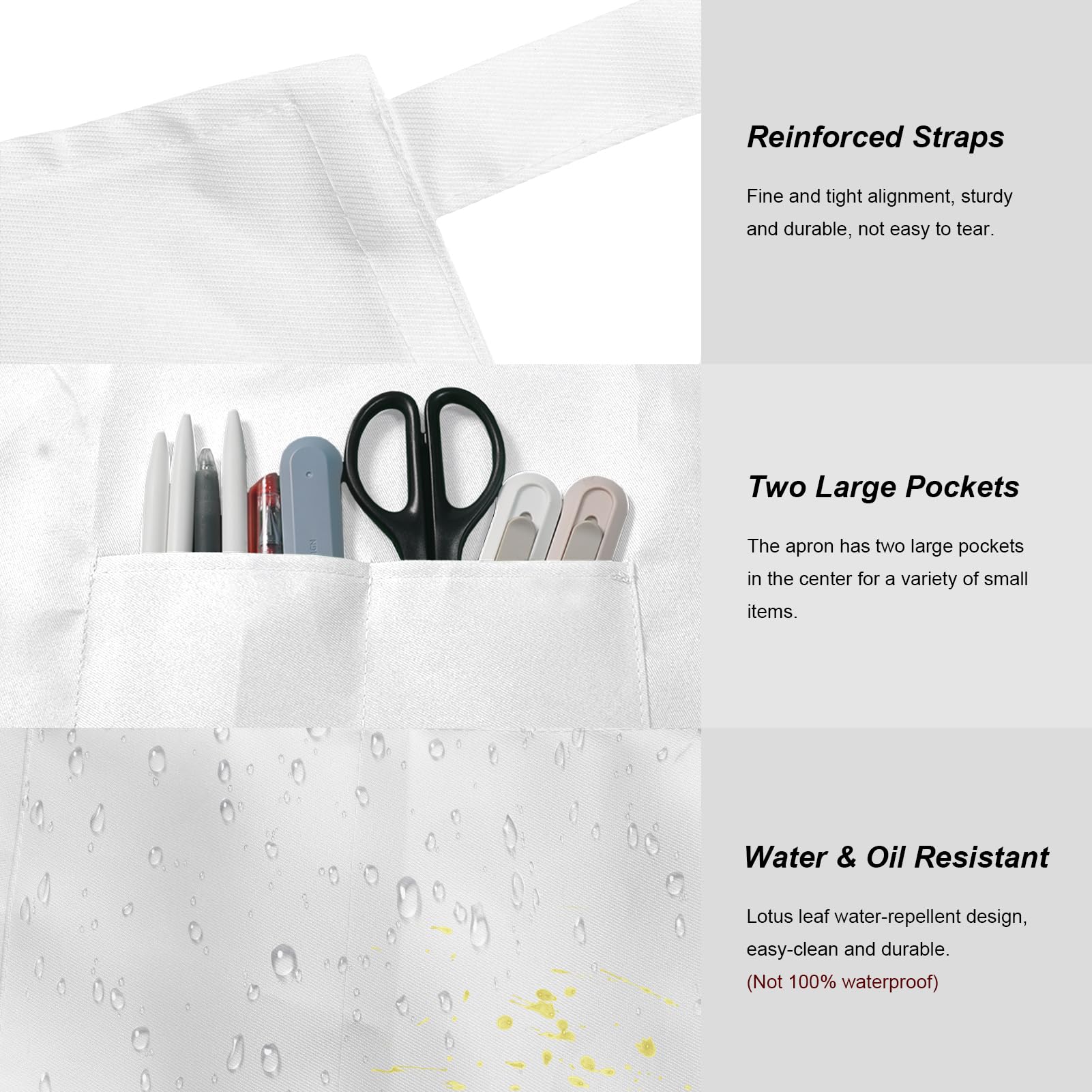IMERAGO water-drop resistant polyester apron maintains appearance during tasks.