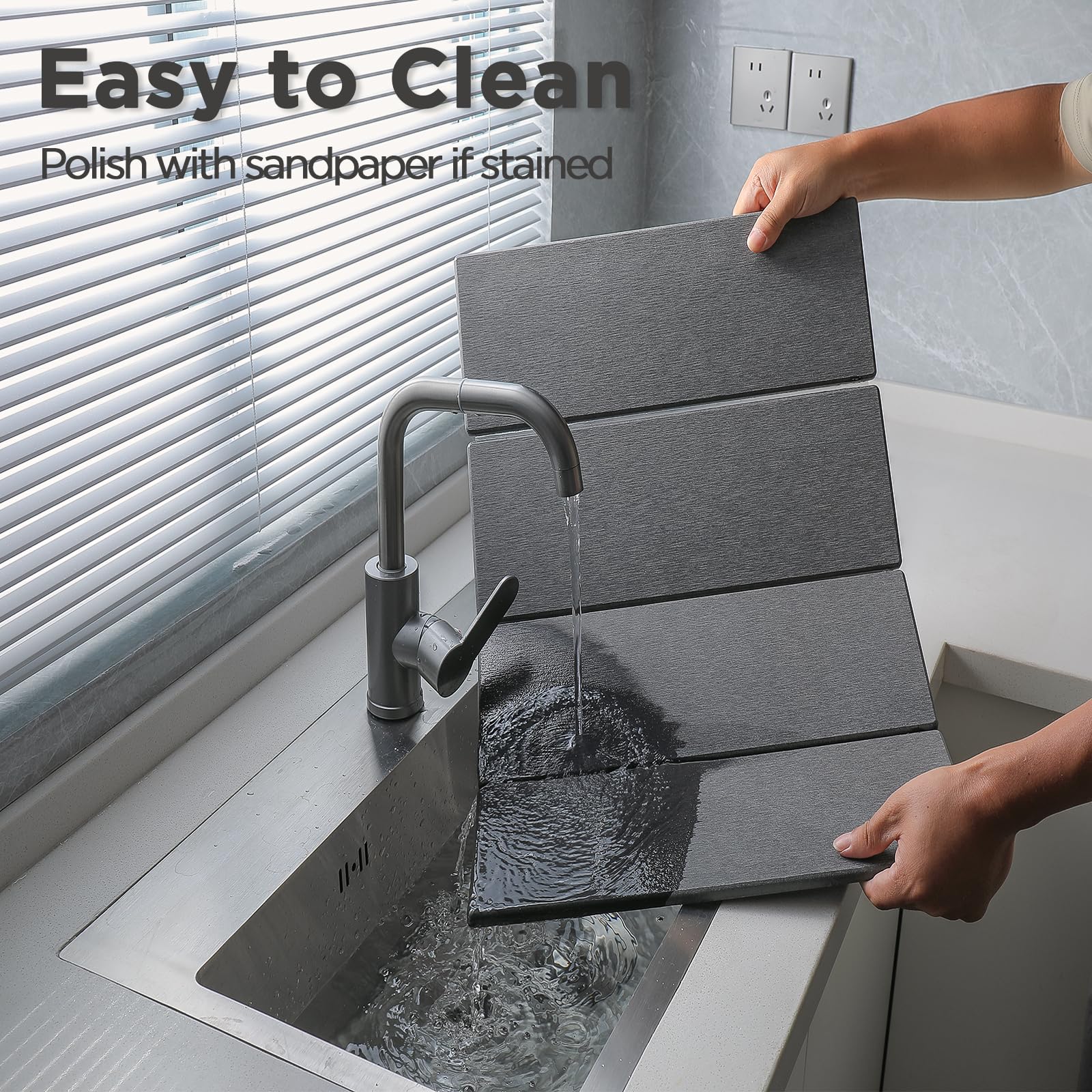 ImgRose foldable drying mat saves space in compact kitchens.