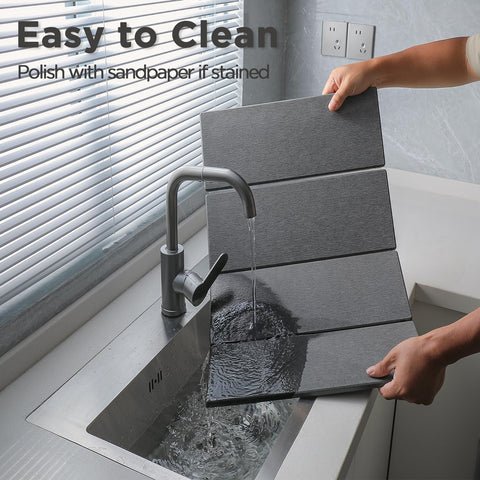ImgRose foldable drying mat saves space in compact kitchens.