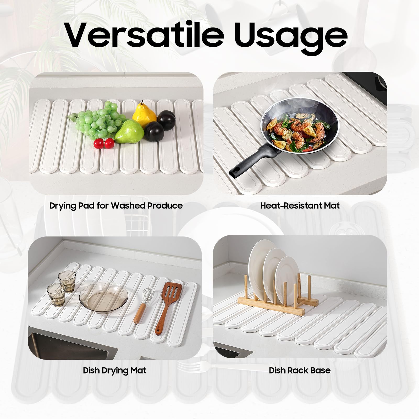 Imgrose foldable stone mat demonstrated for compact storage under a sink.