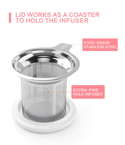 Immaculife teacup with fine infuser holes for clean, steady steeping