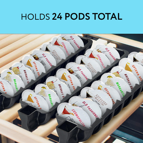 IMPRESA 24-slot capsule holder keeps cocktail capsules organized for quick drink prep.
