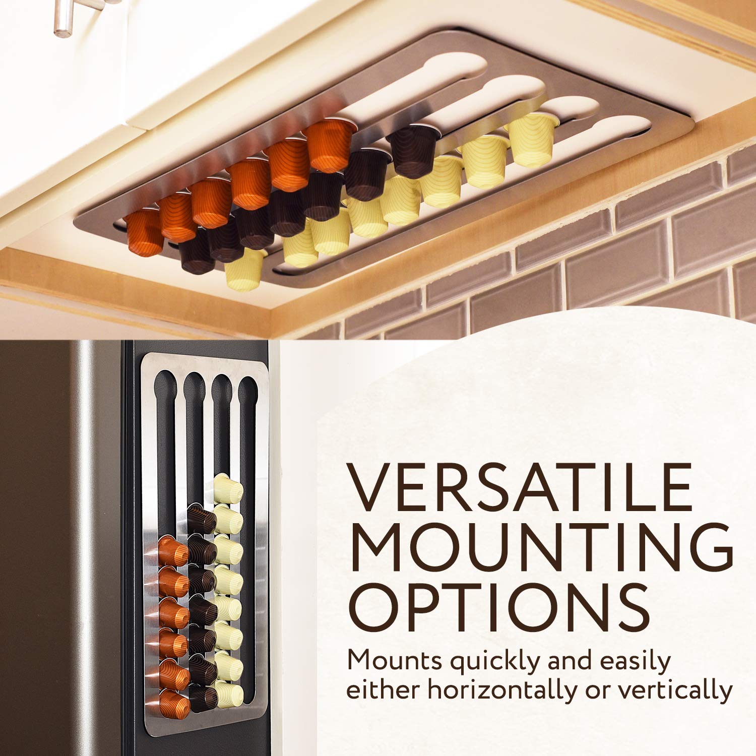IMPRESA 44-pod rack compatible with Nespresso Original Line for organized stock.