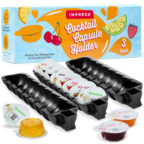 IMPRESA pod organizer fits Bartesian-compatible capsules for easy home bar prep.