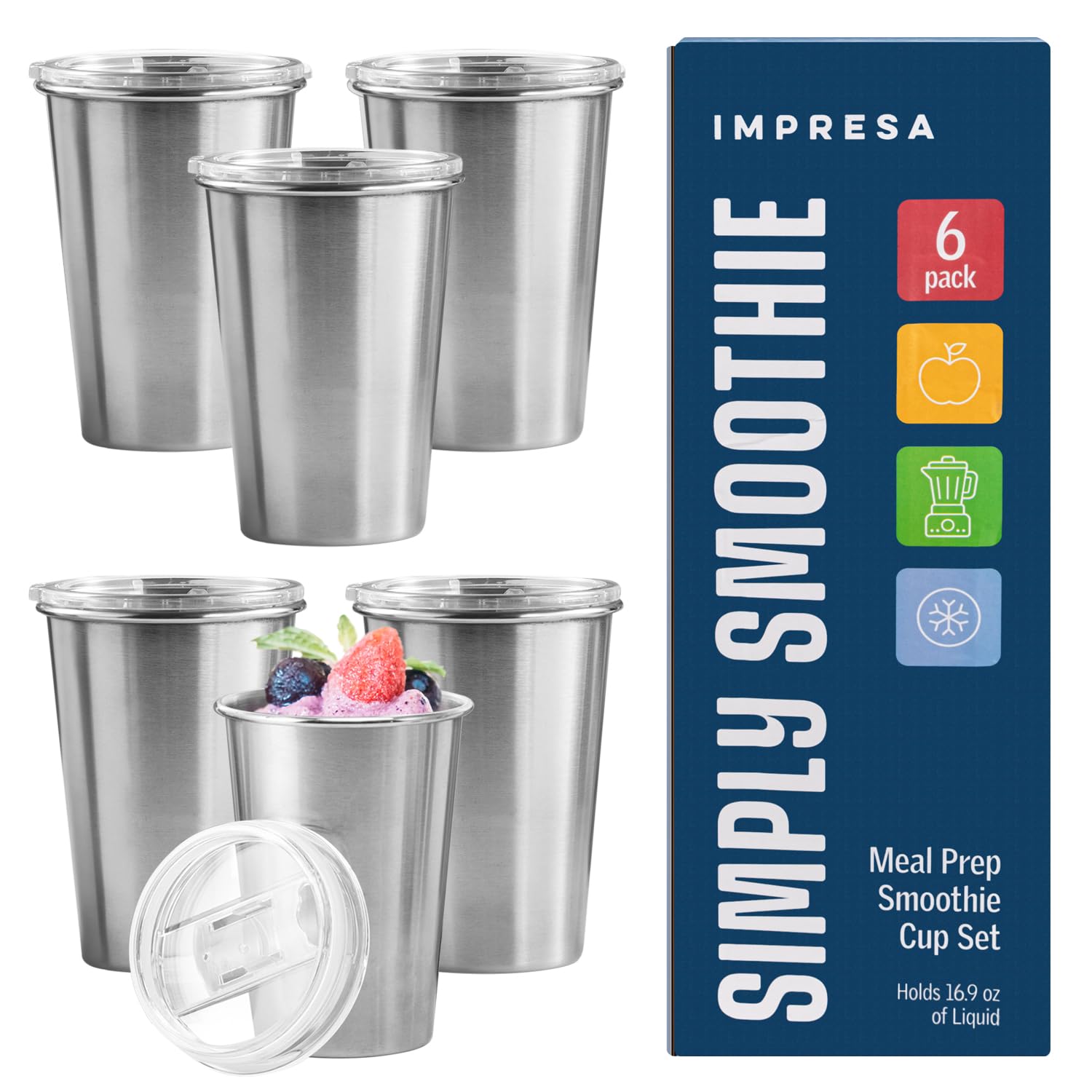 IMPRESA smoothie cups 169-oz freezer with lids keep drinks cold for prep.