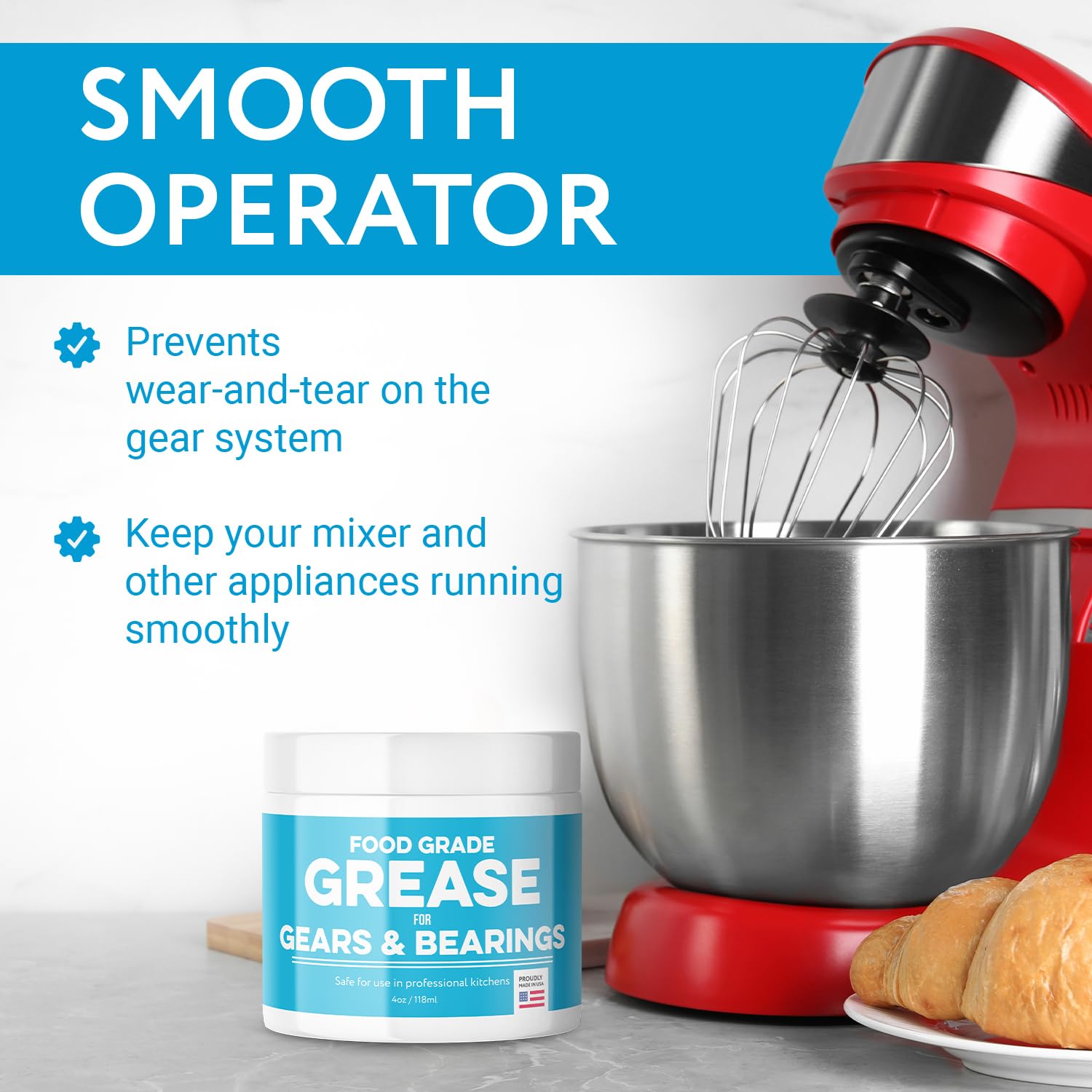 IMPRESA stand-mixer gear protection reduces wear during heavy kneading cycles.