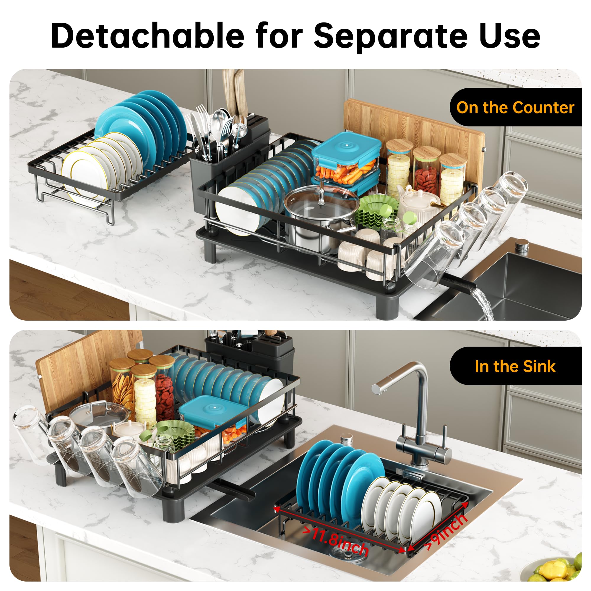 IMXSUMDA 360° swivel drain directs water away for tidy counters.