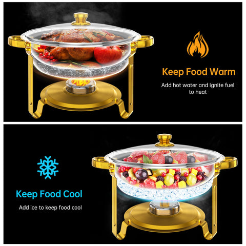 IMXSUMDA glass lid chafing dish showcases vapor circulation for even heat.