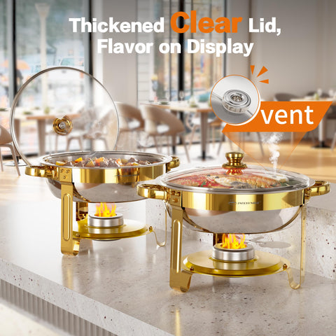 IMXSUMDA 5QT capacity chafing dish ideal for soups and entrees at events.