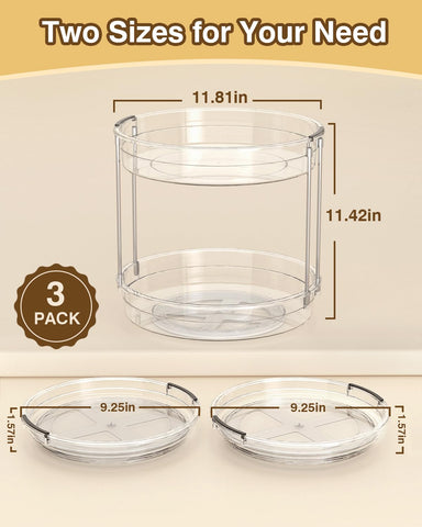 Incostar 11.81-inch two-tier Lazy Susan on pantry shelf.