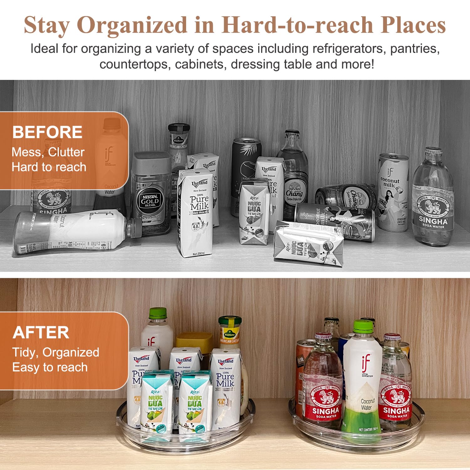 Incostar spice rack turntable provides stable, fast access to jars.