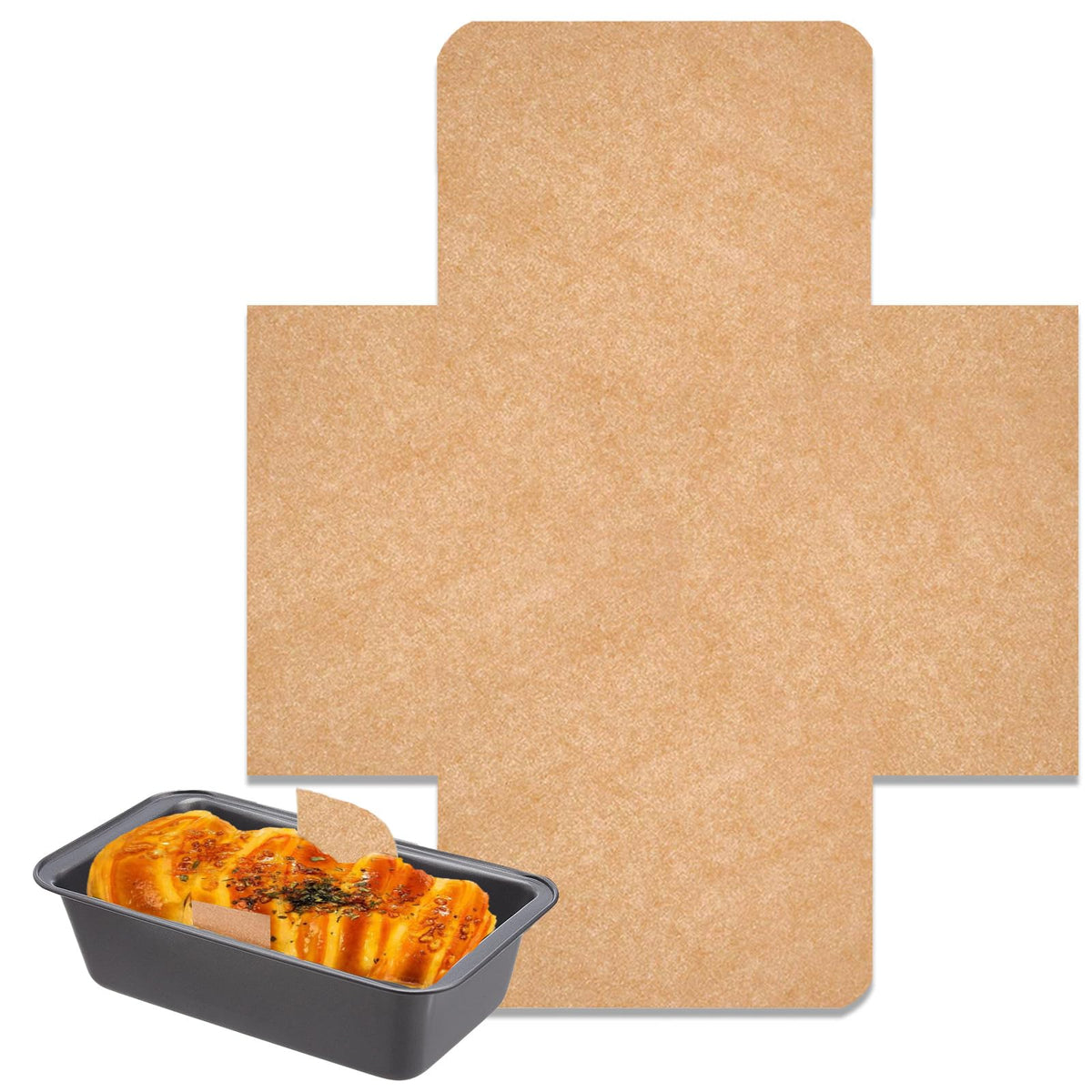Incycall 100pc loaf pan liners pack for simple baking and cleanup.