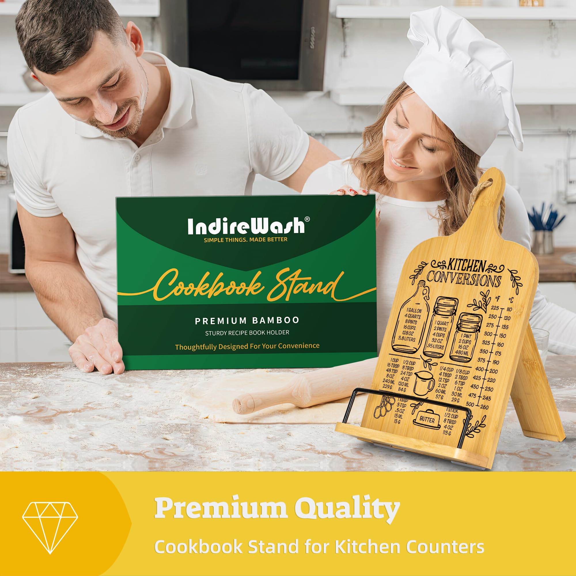 Indirewash recipe holder countertop keeps recipes upright for hands-free reading