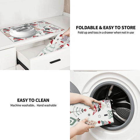 Indokyeyqaz Christmas-themed kitchen mat adds decor while drying dishes