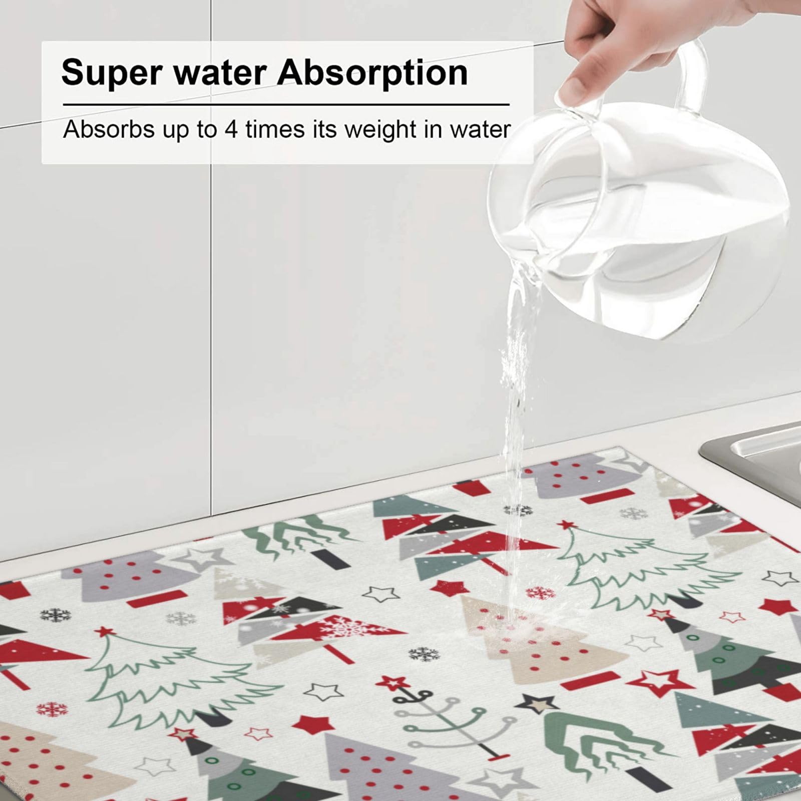 Indokyeyqaz Dish drying mat with built-in hanging tab for fast air drying