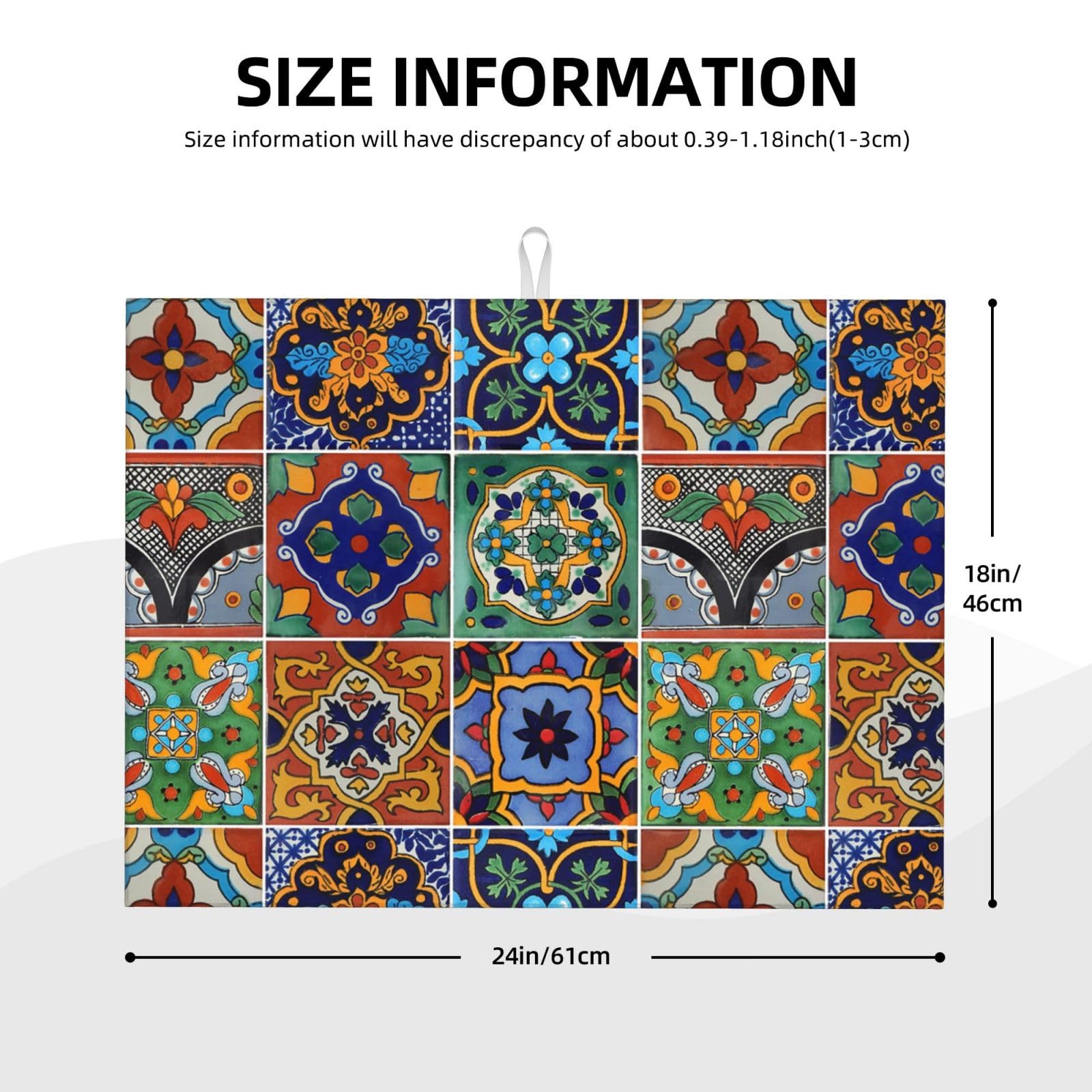 Indokyeyqaz Talavera microfiber drying mat doubles as a spill-ready pad for busy kitchens.
