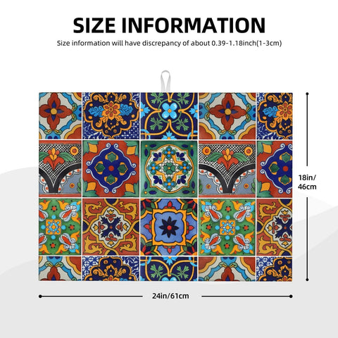 Indokyeyqaz Talavera microfiber drying mat doubles as a spill-ready pad for busy kitchens.
