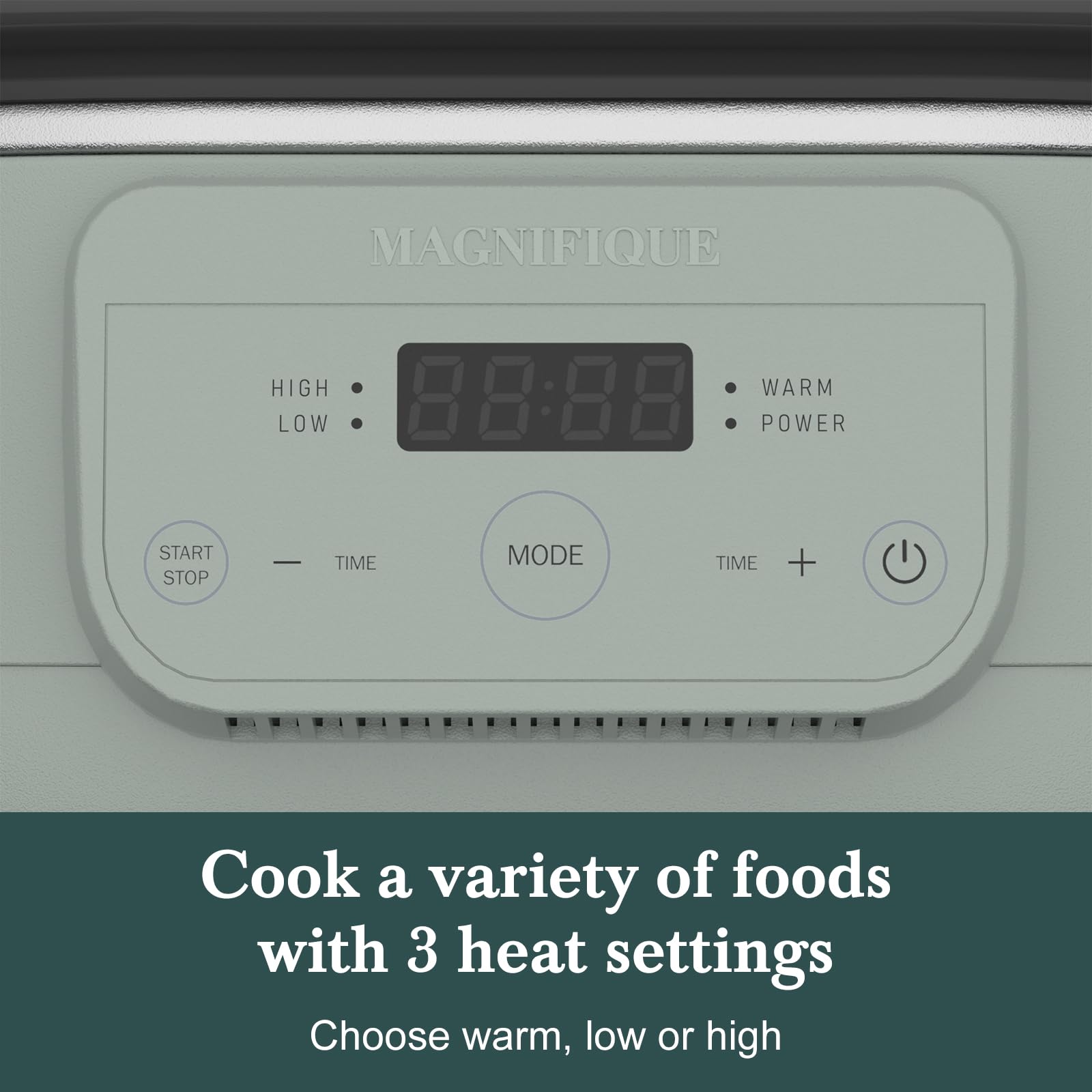 INDY VAC control panel displays high, low, and warm for flexible meals