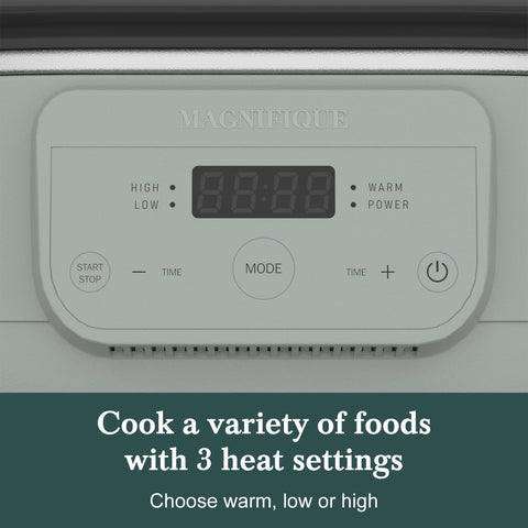 INDY VAC control panel displays high, low, and warm for flexible meals