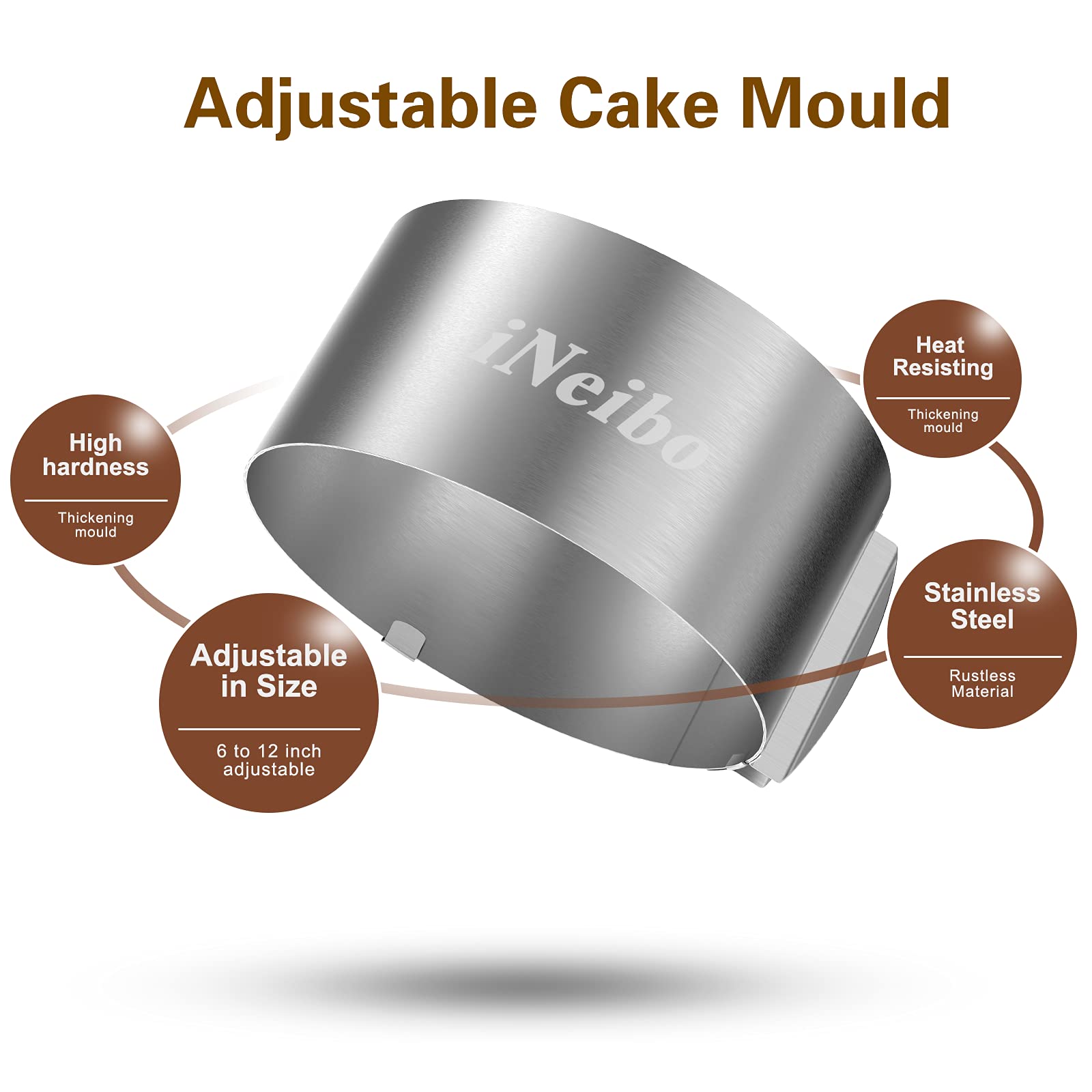 iNeibo 6-inch PP cake collar inner part close-up, BPA-free safety.