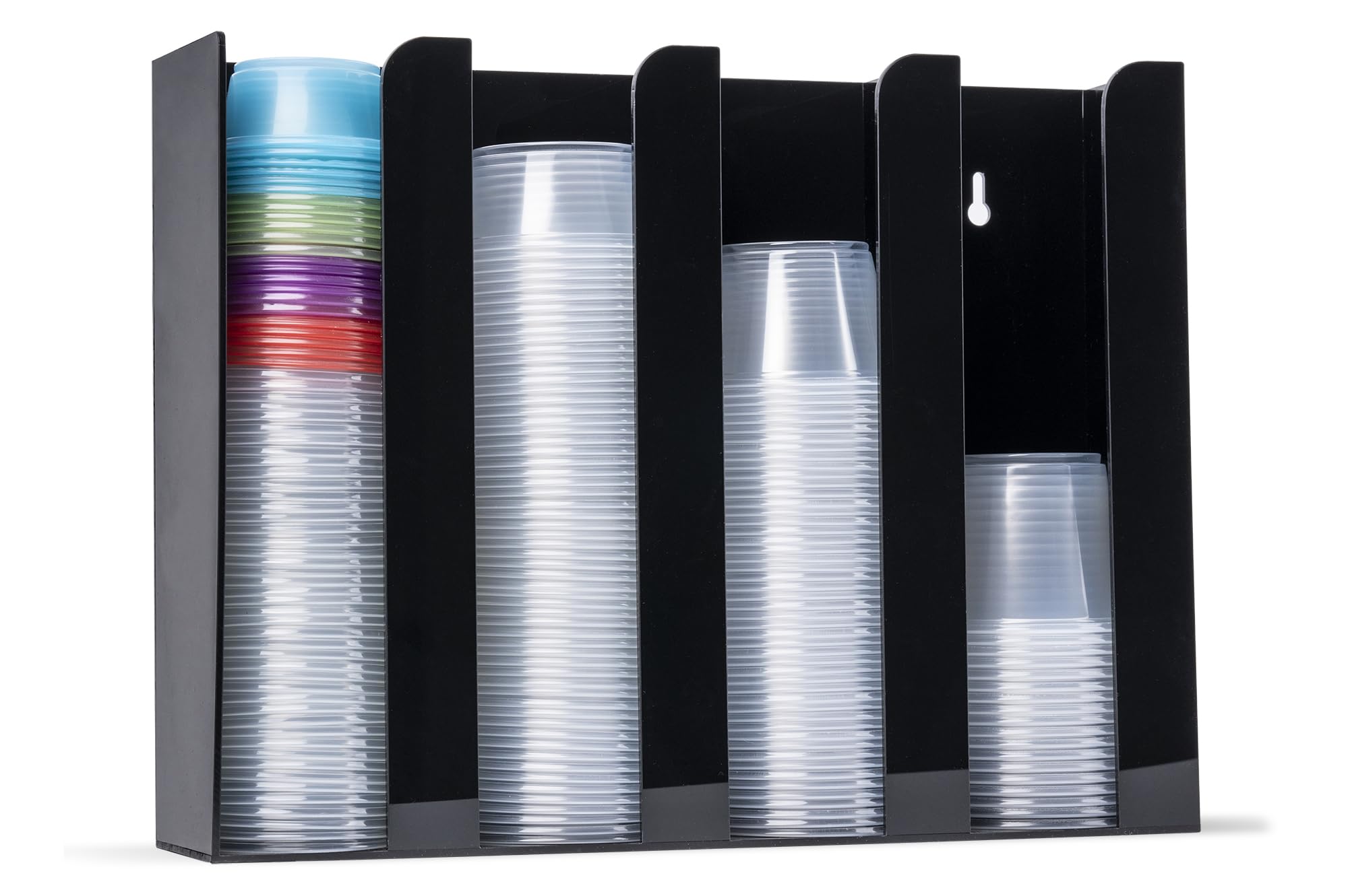 Inevibe portion cup holder front view organizes four compartments on the counter.