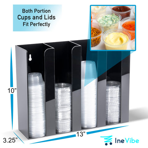 Inevibe portion cup holder top view demonstrates compact, accessible design for quick cups.