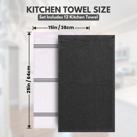 Infinitee Xclusives grey dish towels in a modern kitchen setup.