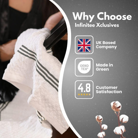 Infinitee Xclusives machine washable towels for easy cleanup.
