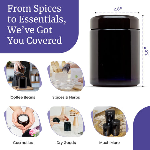 Infinity Jars multi-use storage closeup shows small footprint for pantry, bathroom, or travel