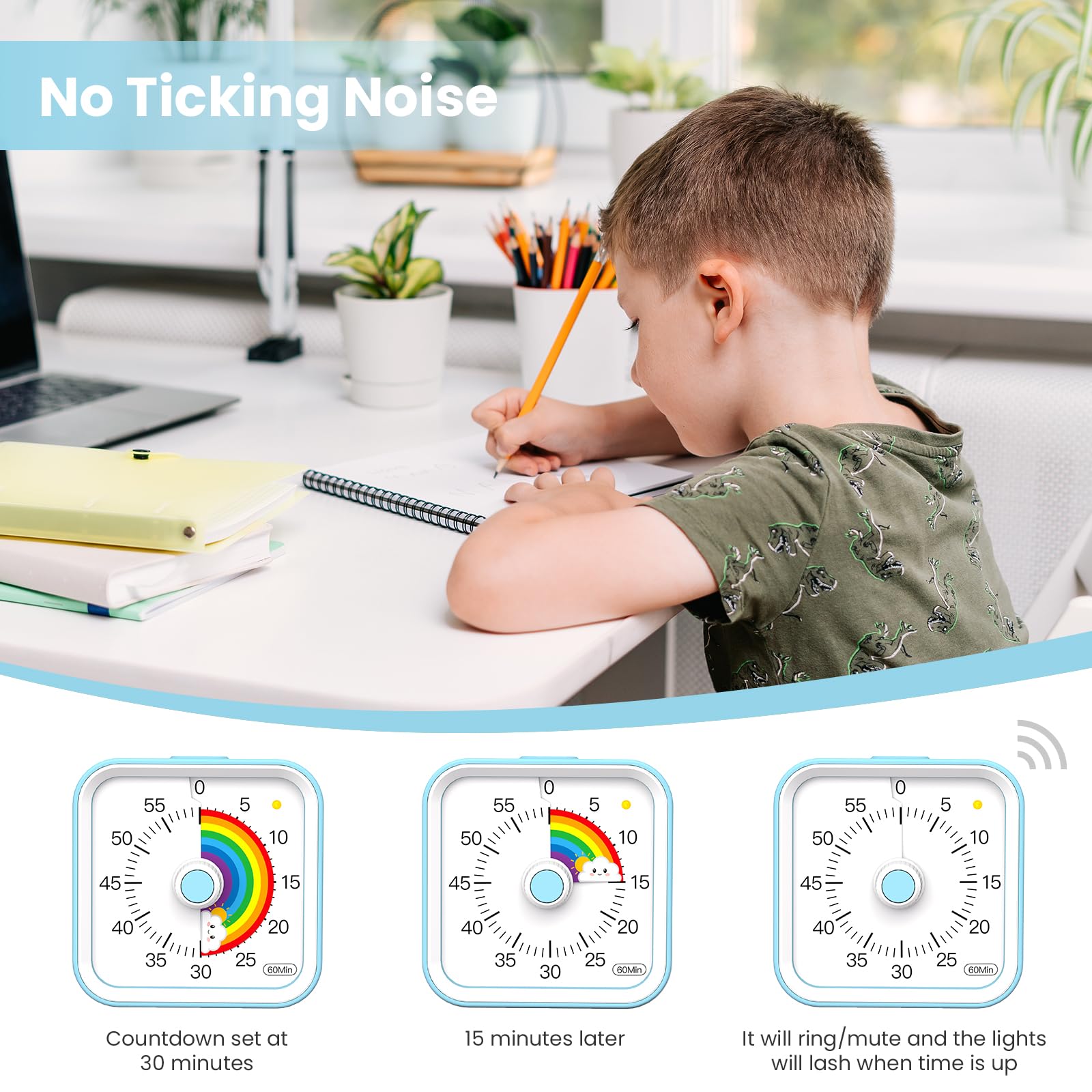 InfPokid Rainbow Blue timer display supports calm transitions in classrooms