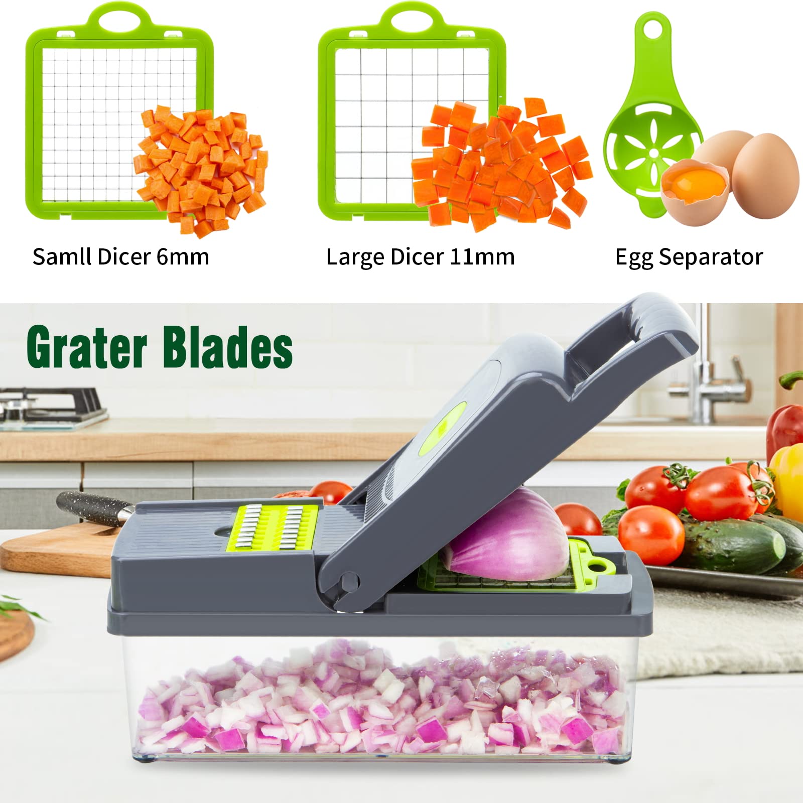 Ingcebo onion chopper dices evenly for uniform results.