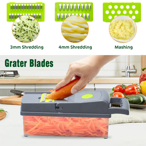 Ingcebo 8-blades chopper showing precise vegetable slicing capability.