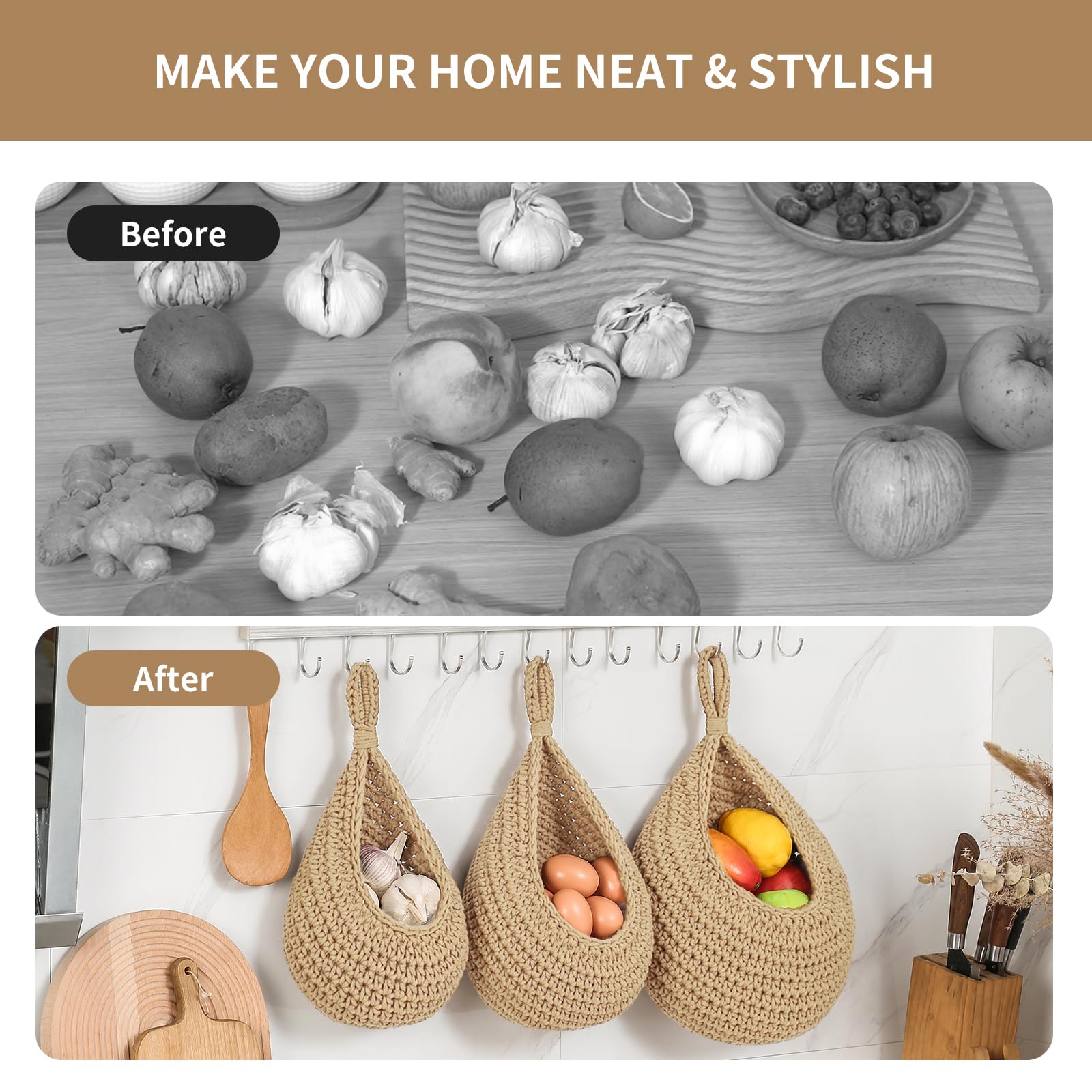 INJORAN natural cotton rope material emphasizes durable, chemical-free storage solution.