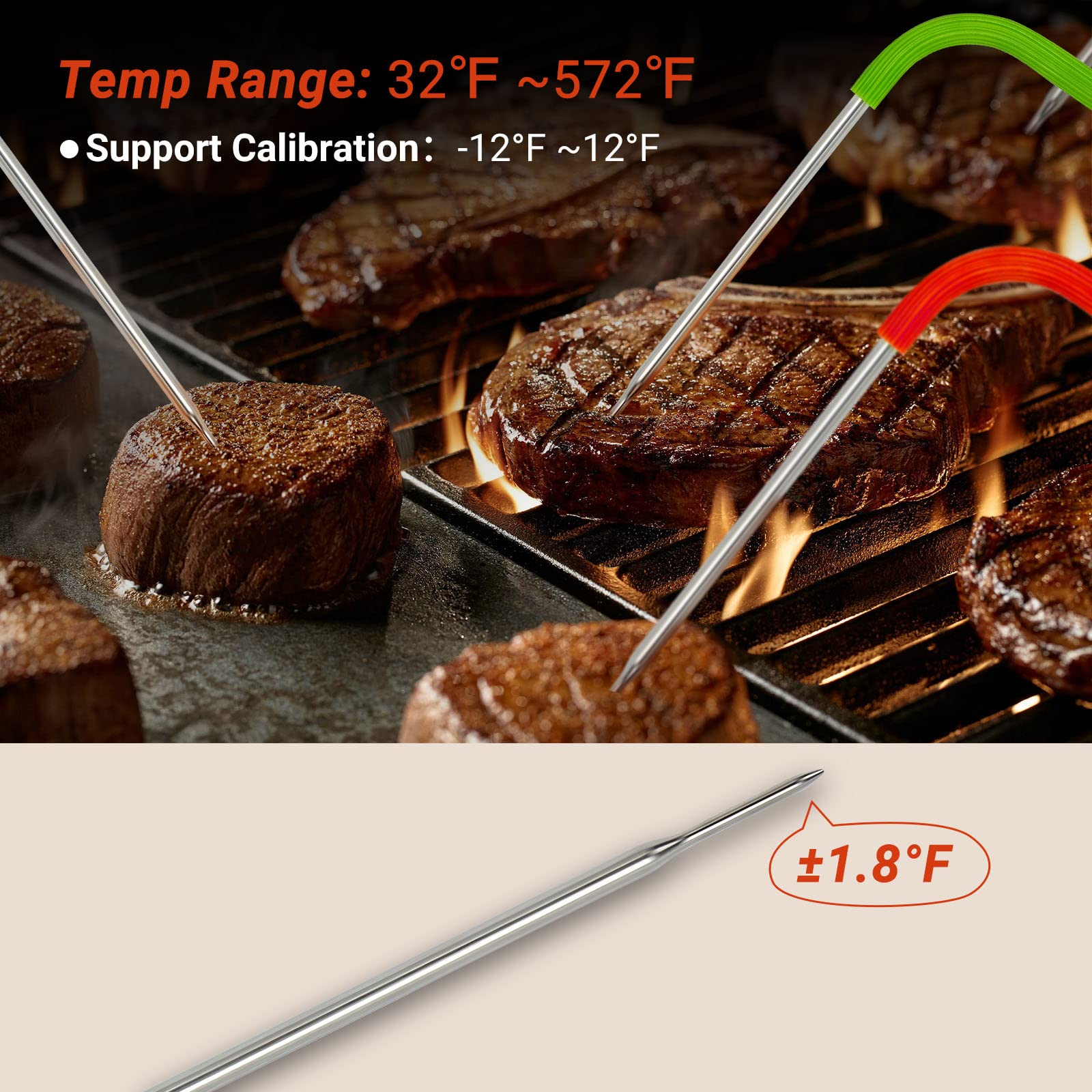 Inkbird thermometer features back magnets for secure placement on metal surfaces.