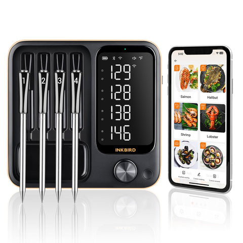 Inkbird INT-14-BW four-probe setup for precise grilling