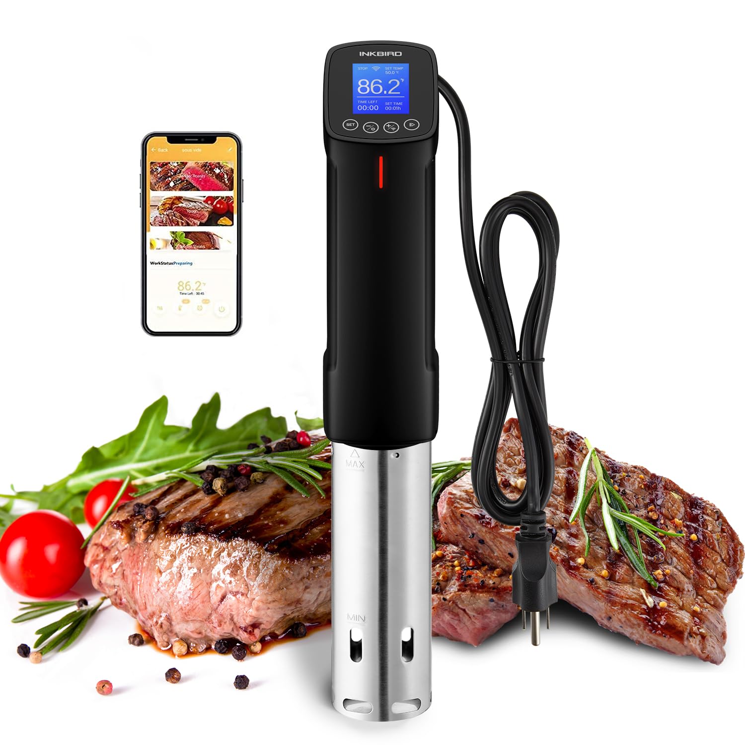 Inkbird ISV-100W sous vide cooker with wifi connectivity for remote cooking