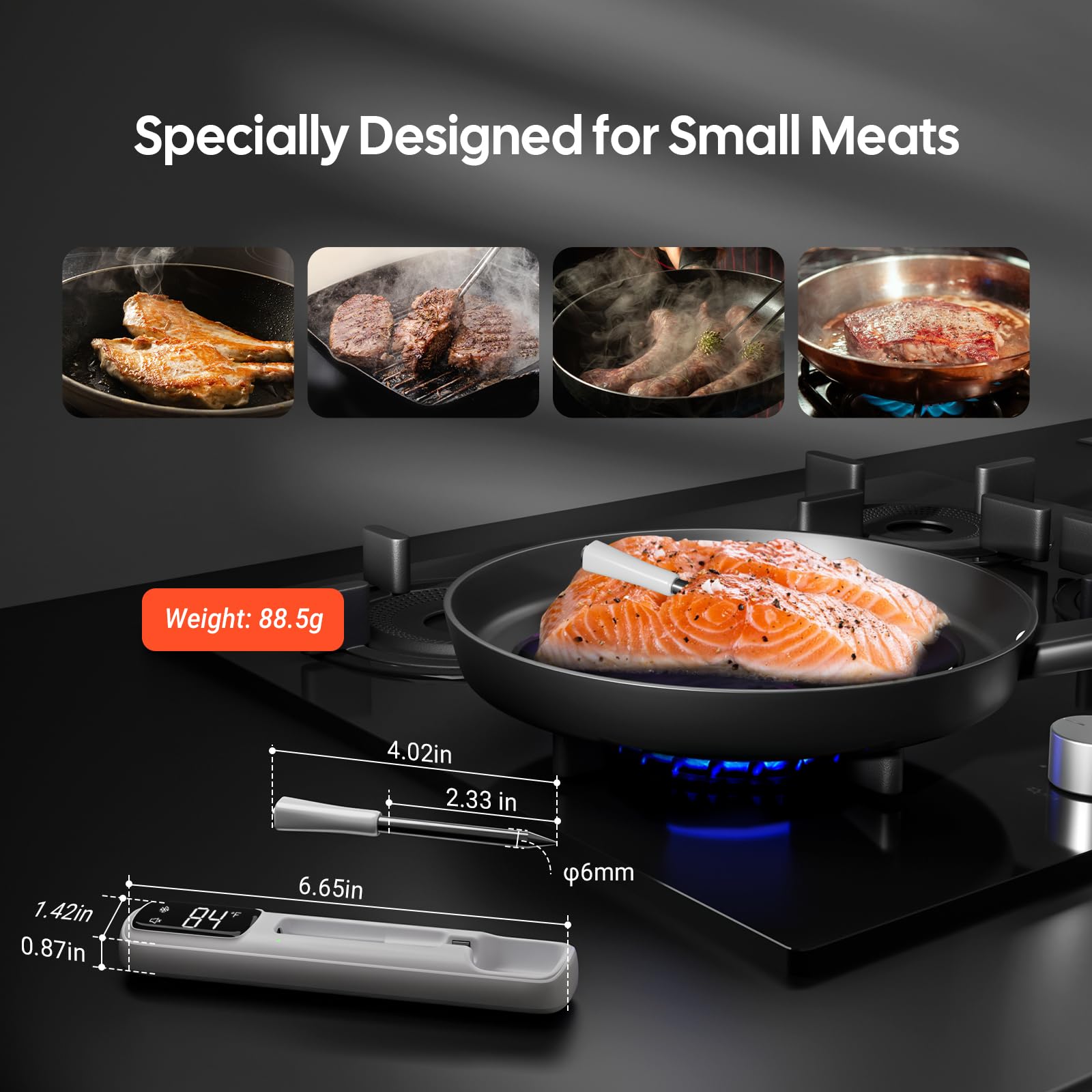 Inkbird mini thermometer compact design on counter ideal for small meats.