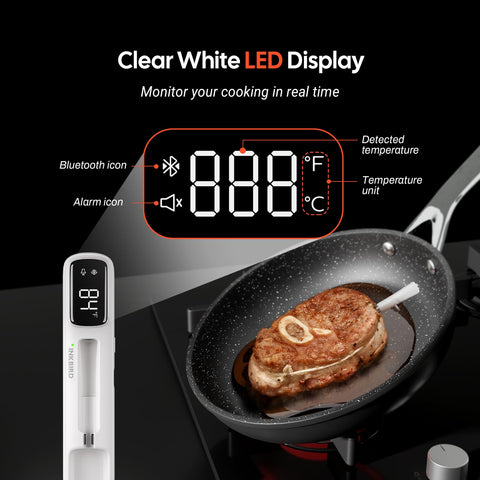 Inkbird mini thermometer LED backlight enhances visibility in any light.