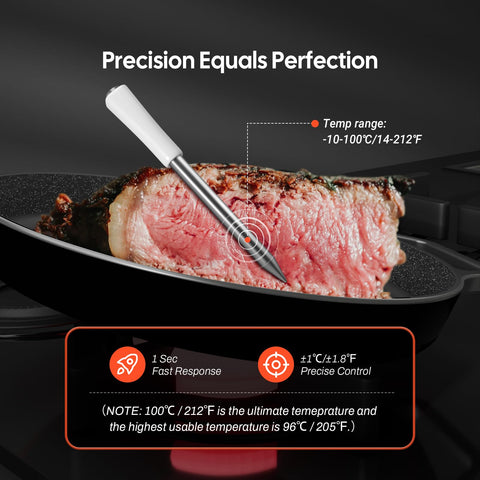 Inkbird mini thermometer app menu shows 26 presets and USDA temps.