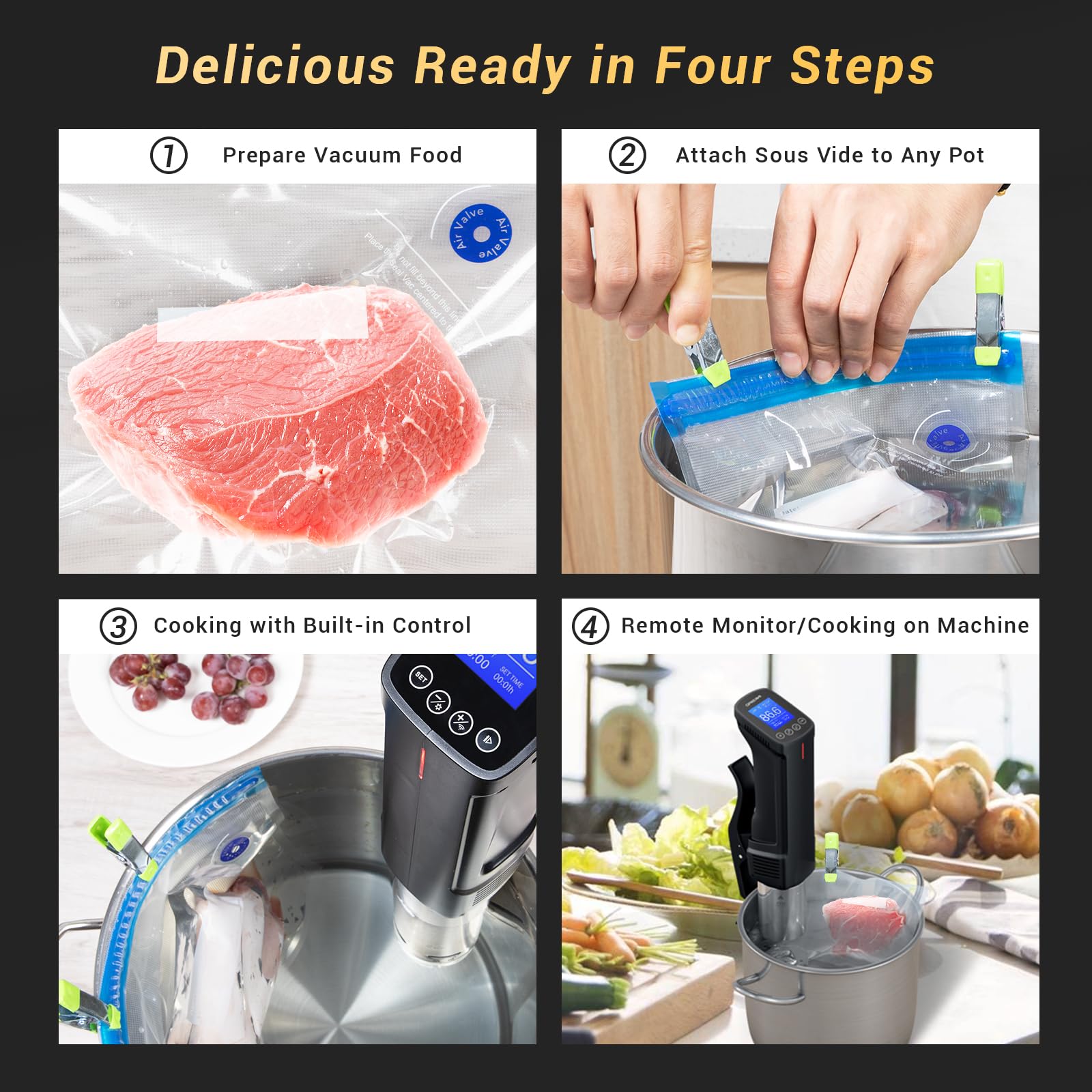 Inkbird wifi sous vide cooker ultra-quiet operation under 40 dB.