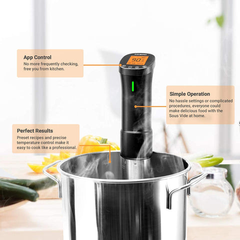 Inkbird Wifi Sous Vide maintains precise temp with 1000W heater