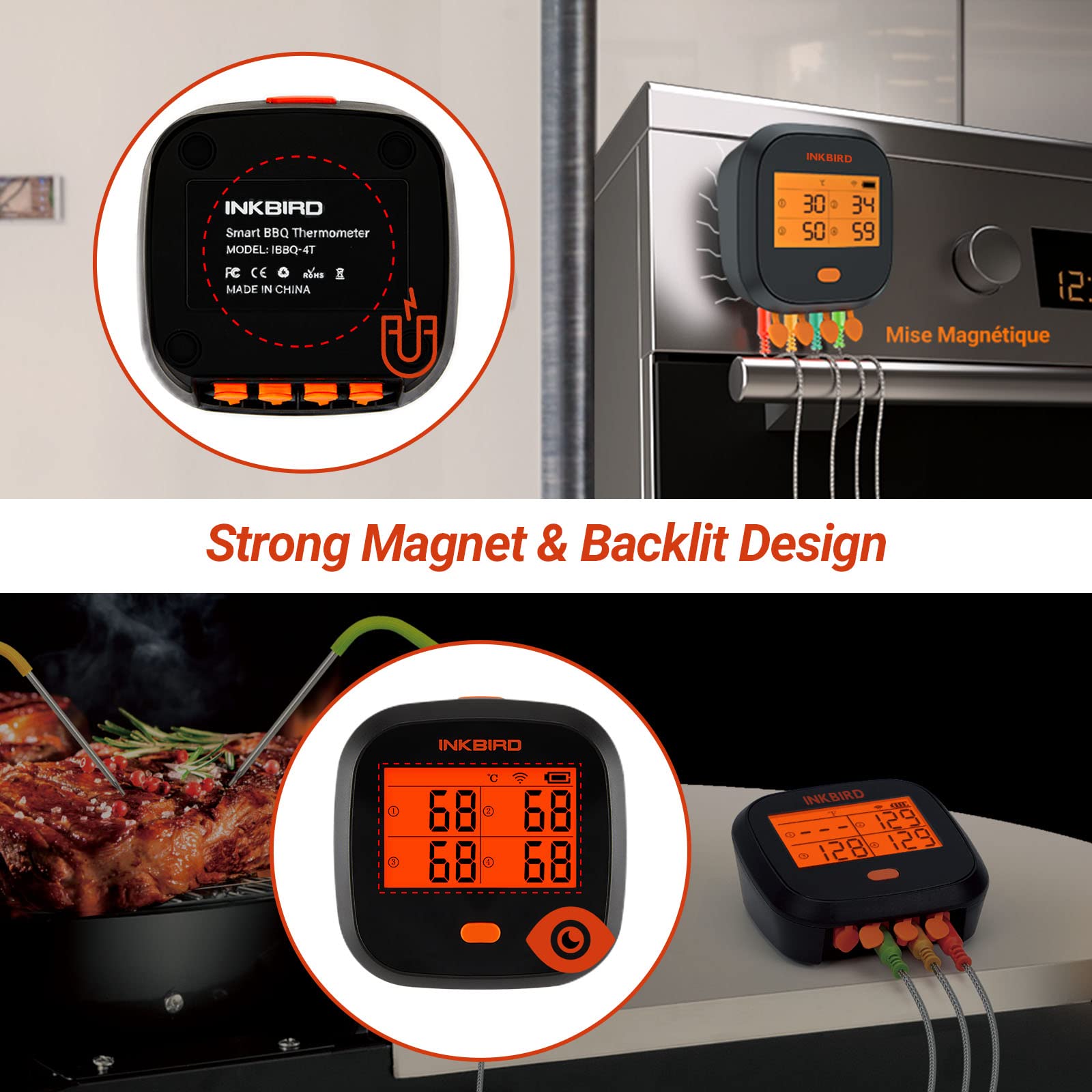 Inkbird temperature graph stores cooking data for easy review after grilling.
