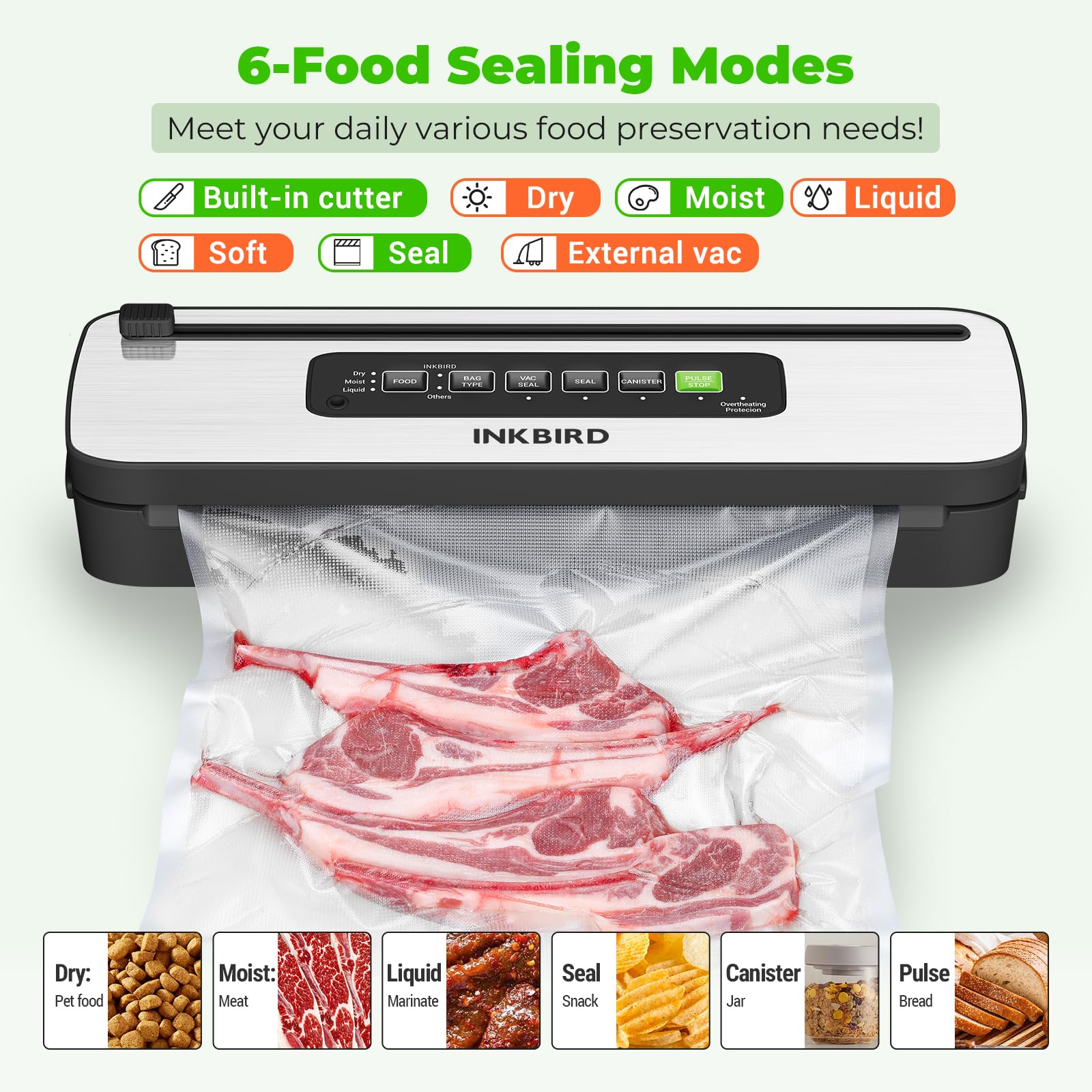 Inkbird 130W high-power sealer delivering fast, reliable sealing results.